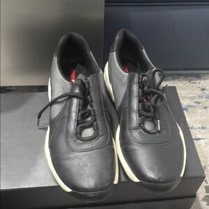 Prada Black Sneakers with White Sole and Minimalist Design